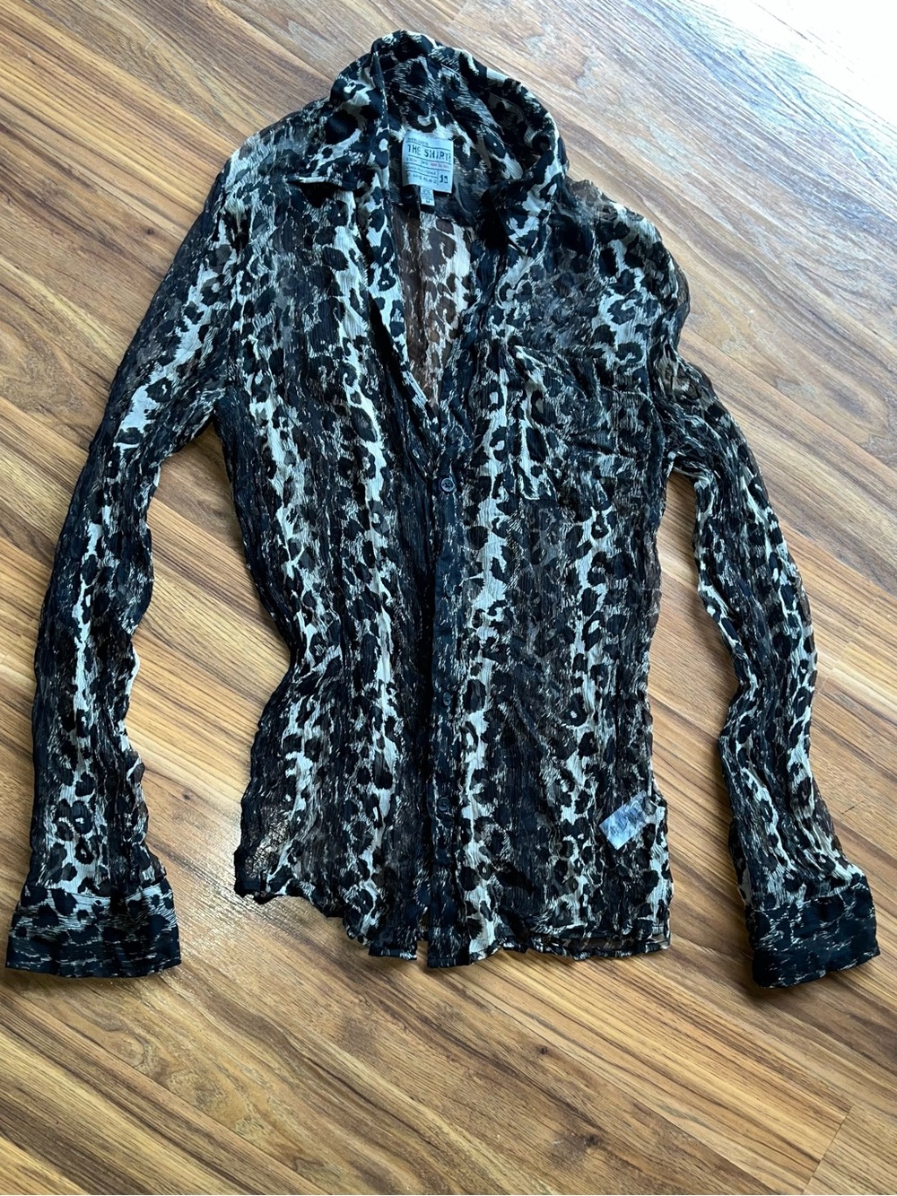 Joe's Silk Black & Cream Leopard Sheer Button-Down